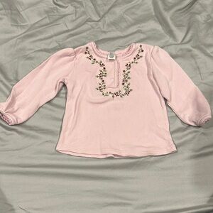 GAP Pink Embroidered Blouse Soft Cotton Blend